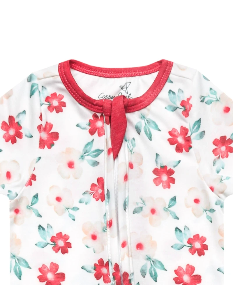 Copper Pearl Baby Girls' Noel Printed Zip-Up Footed Pajamas