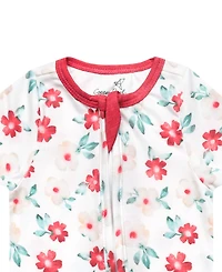 Copper Pearl Baby Girls' Noel Printed Zip-Up Footed Pajamas