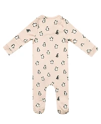 Copper Pearl Baby Boys' and Girls' Penguin Printed Zip-Up Footed Pajamas