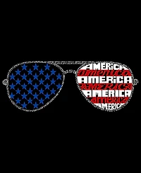 La Pop Art Women's Americana Sunglasses Word V-Neck T-Shirt