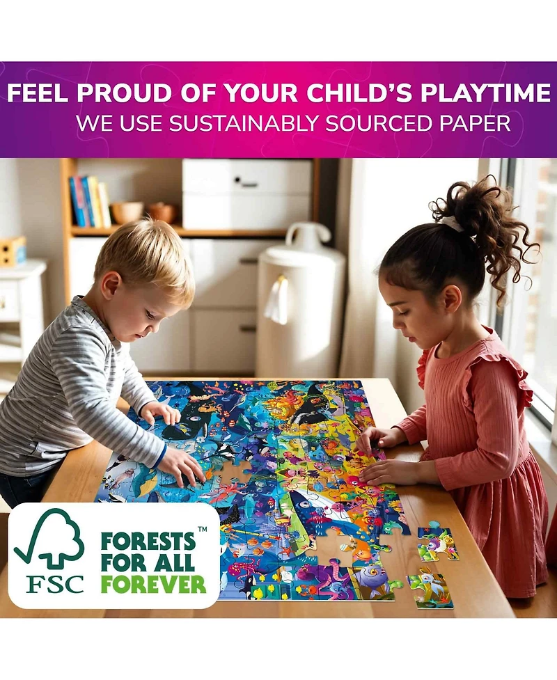 Quokka 100 Piece Puzzles for Kids Ages 6-8 – Intricately Illustrated Safari Animals Puzzle 8-10 Educational Busyland Gam