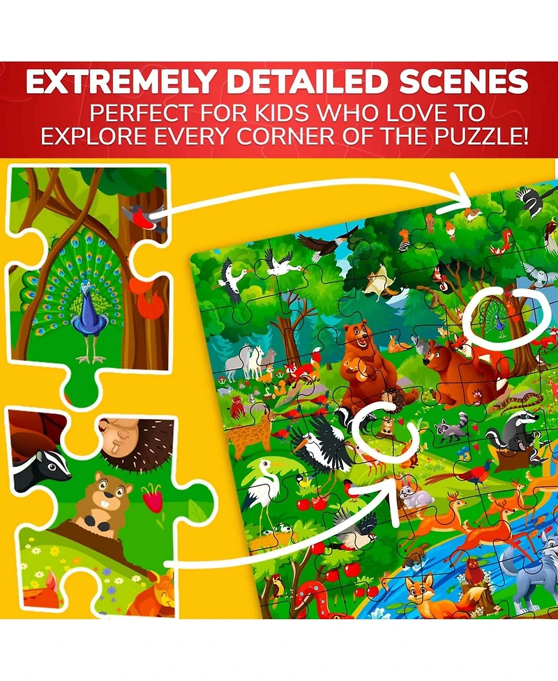 Quokka 100 Piece Puzzles for Kids Ages 6-8 – Intricately Illustrated Safari Animals Puzzle 8-10 Educational Busyland Gam