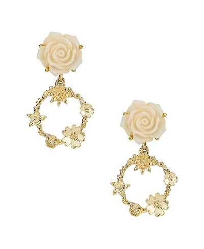 Patricia Nash Rose Garden Collection Gold Tone Doorknocker Earrings