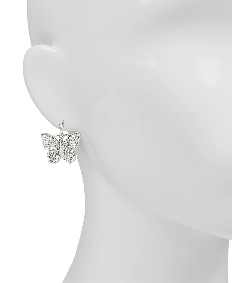 Patricia Nash Blue Butterfly Collection Pave Butterfly Drop Earrings