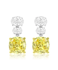 Suzy Levian Gala Collection Sterling Silver Firework-Cut Cubic Zirconia 3-Stone Drop Earrings