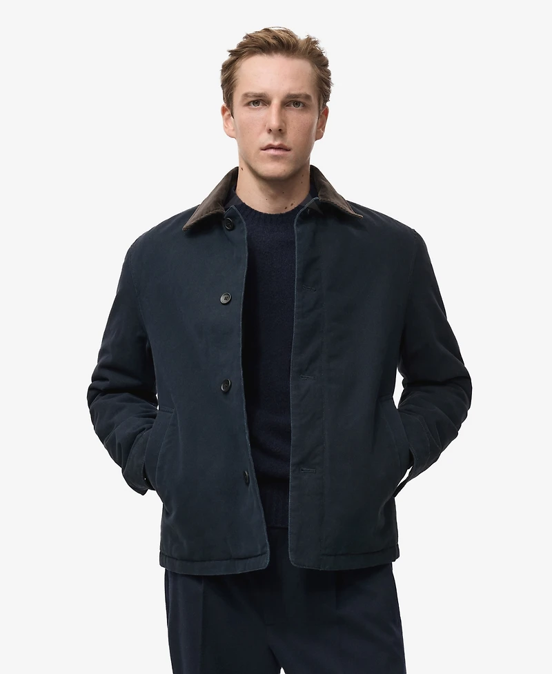 Mango Men's Corduroy Collar Quilted Jacket