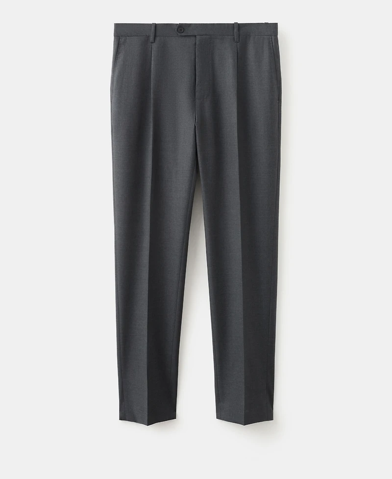 Mango Men's Italian Virgin Wool Flannel Suit Pants