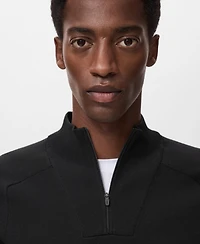 Mango Men's Breathable Zip-Neck Sweater