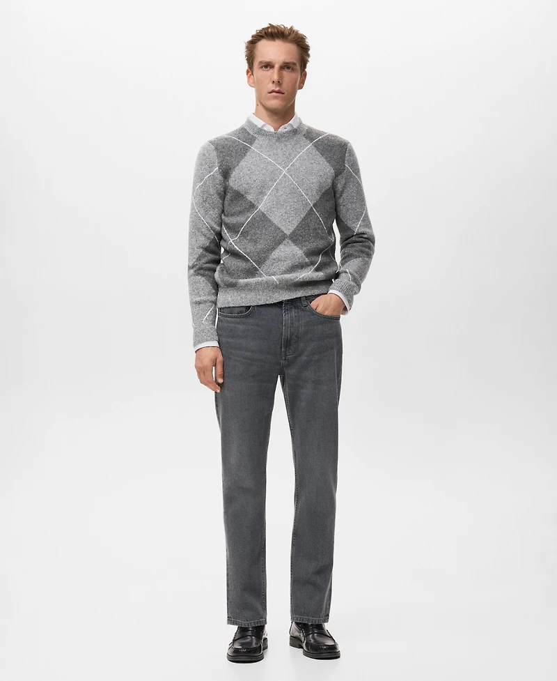 Mango Men's Argyle Knit Sweater