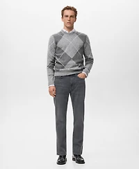 Mango Men's Argyle Knit Sweater