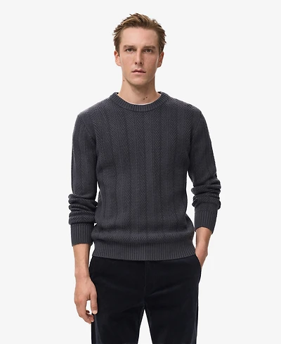 Mango Men's Herringbone Structured Sweater