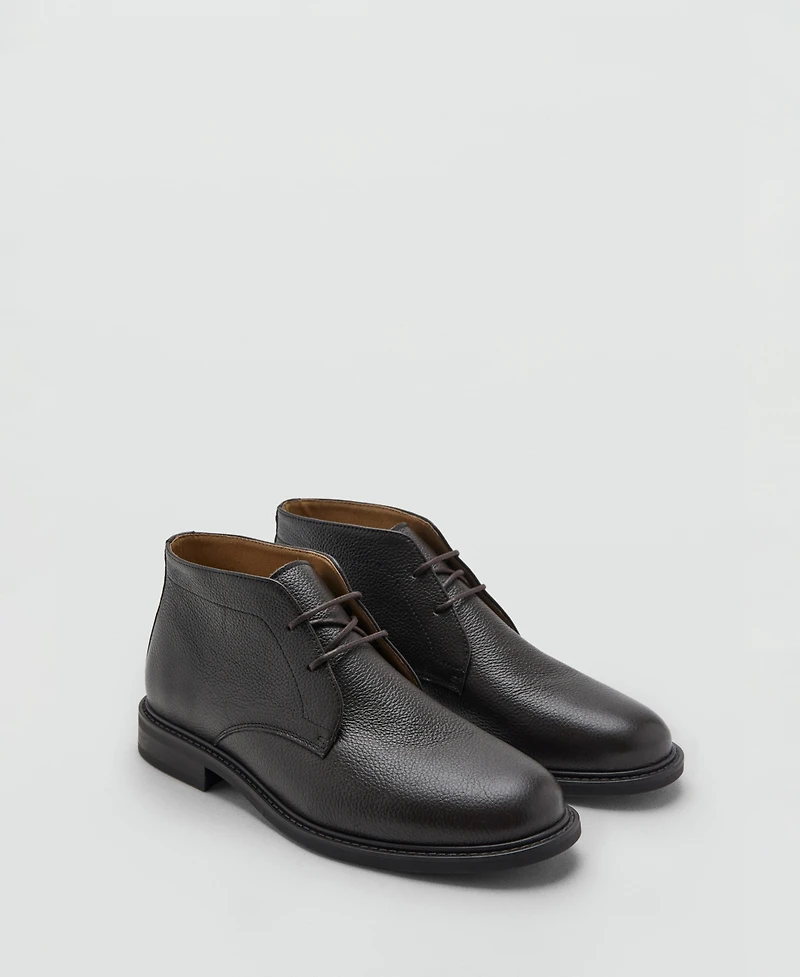 Mango Men's Lace-Up Leather Ankle Boots