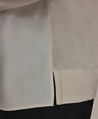 Donna Karan New York Women's Long-Sleeve Mix Media Cowl Front Top