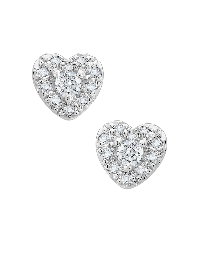 Macy's Diamond Heart Shape Halo Stud Earrings (1/4 ct. t.w.) in 10k White Gold