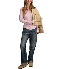 Lucky Brand Women's Cutwork Notch Neck Top