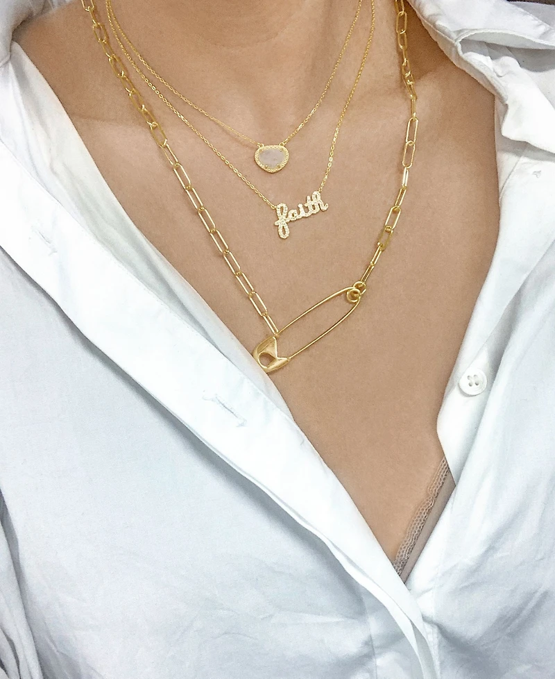 Adornia Safety Pin Paper Clip Necklace