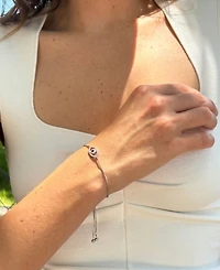 Adornia Rhodium-Plated Pave Evil Eye Slider Bracelet