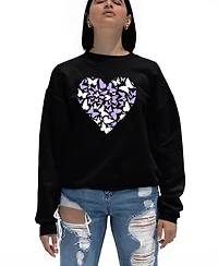 La Pop Art Women's Butterfly Heart Word Crewneck Sweatshirt