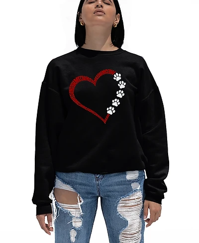 La Pop Art Women's Meow Heart Word Crewneck Sweatshirt