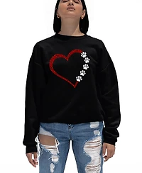La Pop Art Women's Meow Heart Word Crewneck Sweatshirt