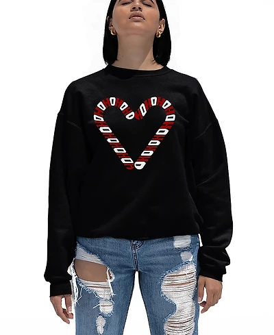 La Pop Art Women's Candy Canes Word Crewneck Sweatshirt