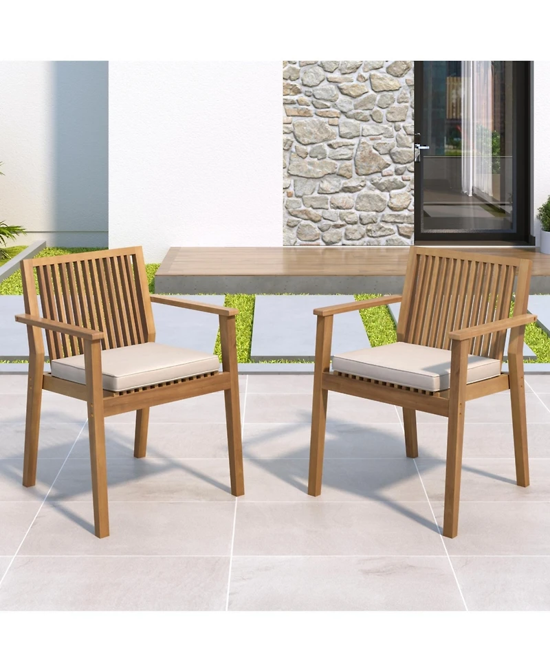 Streamdale Furniture Acacia Wood Patio Dining Chairs