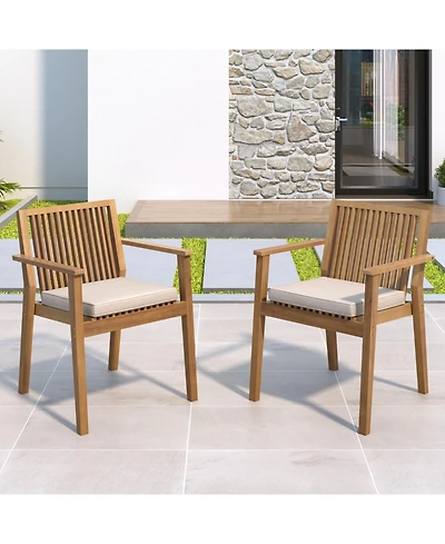 Streamdale Furniture Acacia Wood Patio Dining Chairs