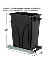 Household Essentials Glidez Steel Pull-Out Single 9 Gallon Plastic Trash Can, Black
