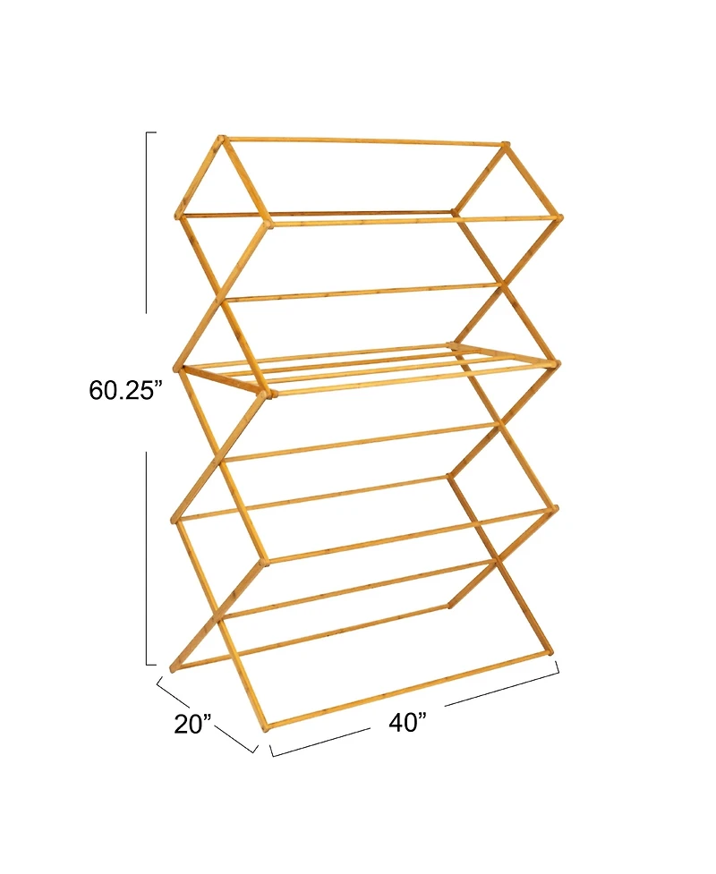 Household Essentials Bamboo Oversized Clothes Drying Folding Rack