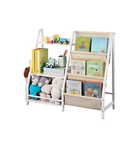 Slickblue Kids Toy Storage Organizer with 7 Cubbies and Fabric Bags
