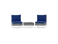 Slickblue 3 Pieces Conversation Chairs with Tempered Glass Coffee Table.