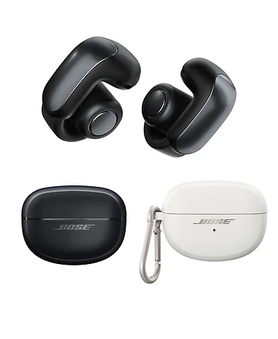 Bose Ultra Open Wireless Earbuds, Black, Bundle with White Smoke Silicone Case Cover
