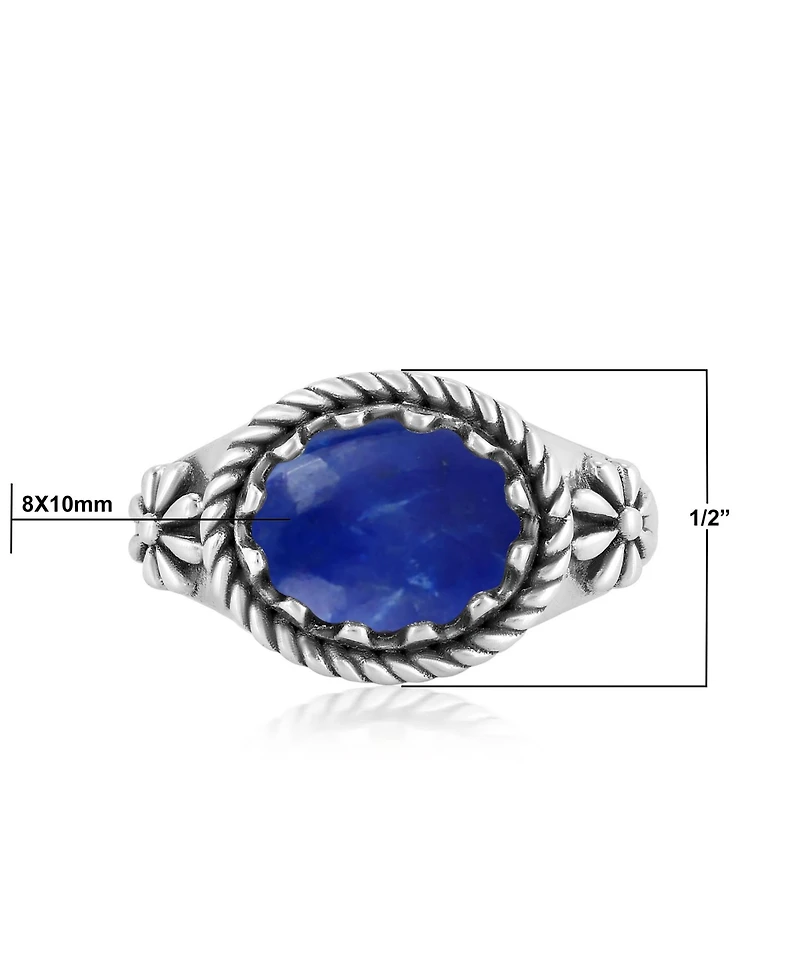 American West Jewelry Sterling Silver Lapis East West Ring, Sizes 5 to 11