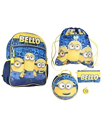Minions Backpack Bello Character Design 5 Piece Set with Lunch Box