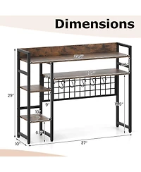 Slickblue Desktop Organizer Rack with 4 Storage Tiers, Grid Wall Panel, and Hanging Hooks For Home Office or Study