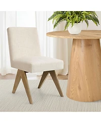 Maison Boucle 3-Piece Round Dining Table Set for 2, Small Kitchen with Rubberwood Legs and Upholstered Chairs Apartment or Nook