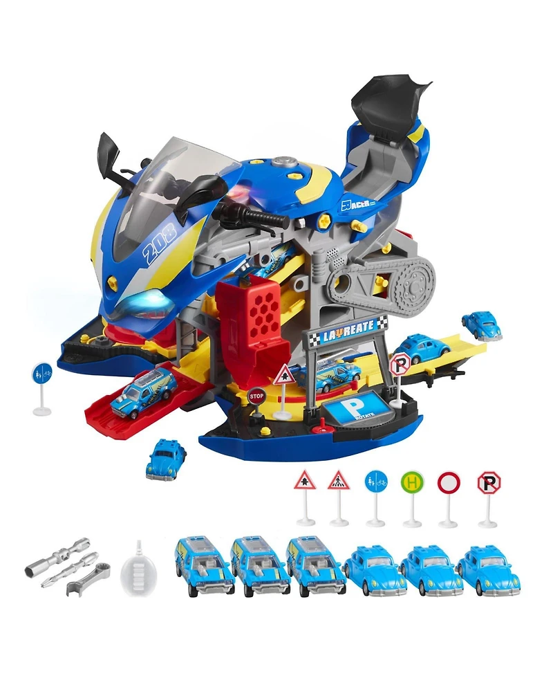 Mecale Motorcycle Engine Toy, 25 Pcs Mechanic Toy with Lights & Sounds, Removable Parts, Simulated Riding, Workshop Toy