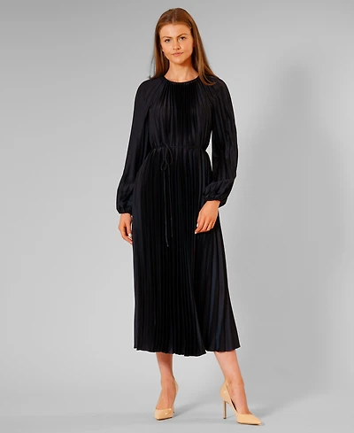 julia jordan Women's Pleated Long-Sleeve Dress