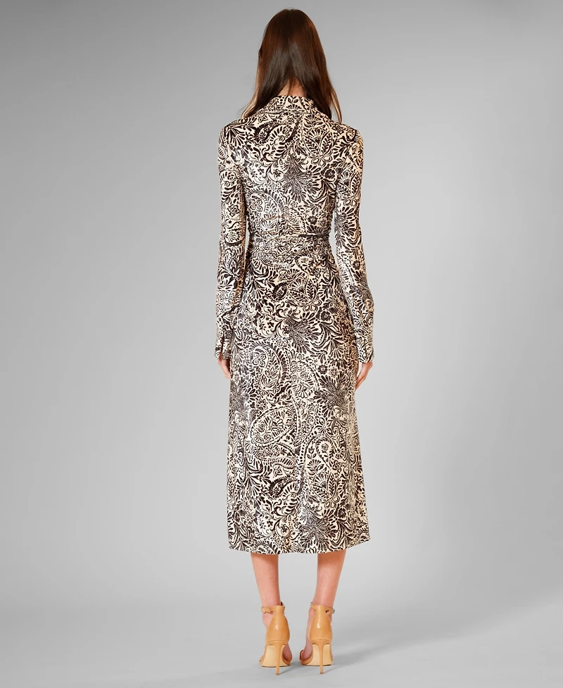 julia jordan Women's Printed Long-Sleeve Dress