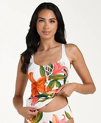 La Blanca Women's Jungle Blossoms Scoop Neck Tankini