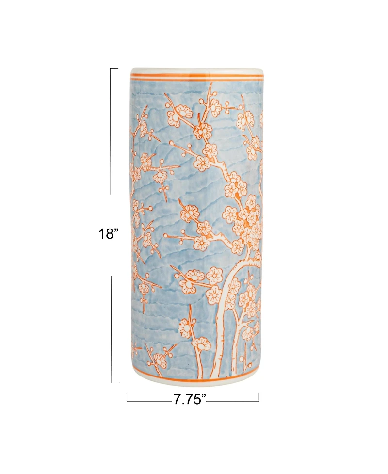 Storied Home Blue Ceramic Umbrella Stand