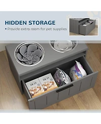 PawHut Elevated Dog Bowls, Raised Dogs Bowl Sd with 25L Storage Drawer