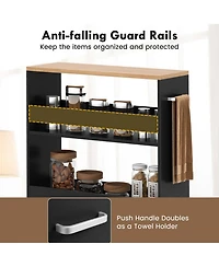 Costway 4-Tier Rolling Storage Cart 8" Slim Kitchen Cart on Wheels with Open Shelves