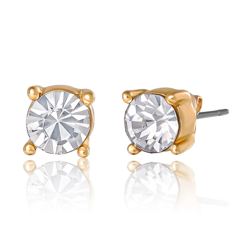 Disney Mickey & Minnie Santa Necklace & Stud Earrings Set, Gold Tone