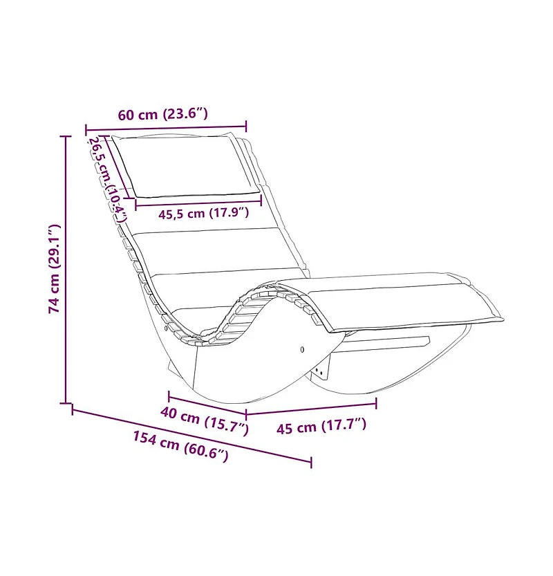 vidaXL Rocking with Cushion Solid Wood Acacia Sun Lounger