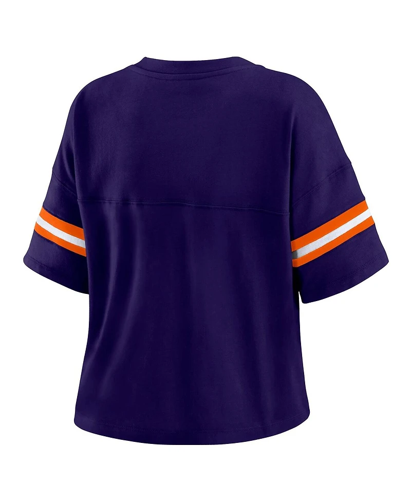 Wear by Erin Andrews Women's Purple Phoenix Suns Plus Color Block Boxy V-Neck T-Shirt