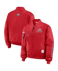 Wear by Erin Andrews Women's Scarlet San Francisco 49ers Patch Full-Zip Bomber Jacket