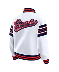 Wear by Erin Andrews Women's White New York Giants Full-Snap Fleece Sweatshirt Jacket