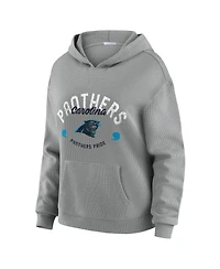 Wear by Erin Andrews Women's Gray Carolina Panthers Waffle-Knit Hooded Shirt & Pants Lounge Set