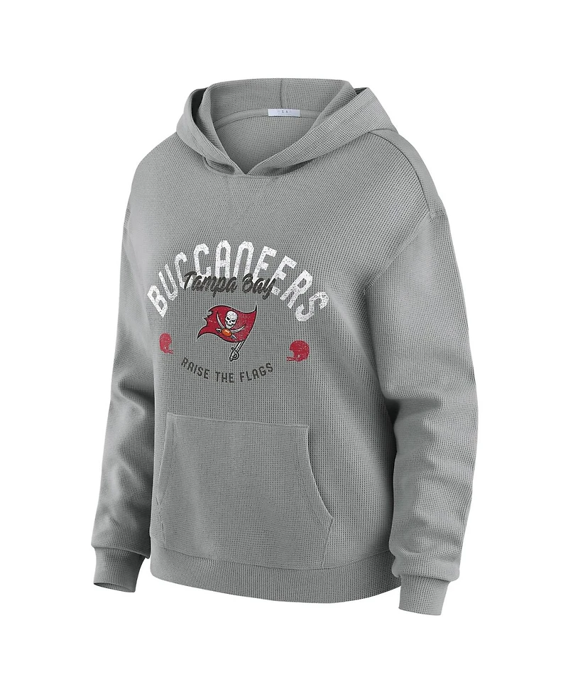 Women's Gray Tampa Bay Buccaneers Waffle-Knit Hooded Shirt & Pants Lounge Set